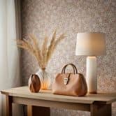 Non-woven wallpaper flowers, leaves floral nature, classic matt in pink-brown 