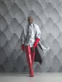 Non-woven wallpaper 3D look, stripes graphic geometric in gray  