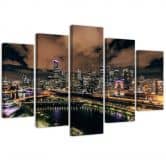 Leinwandbild 5 teilig, Architektur Stadt Nacht 