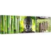 Leinwandbild 3-teilig, Buddha-Bambus 