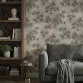 Vliestapete Blumen, Beton Floral Natur matt in Grau  