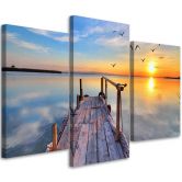 3 stykke lærredstryk, Sunset Bridge Lake 