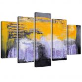 Canvas print 5 delen, abstractie geel violet 