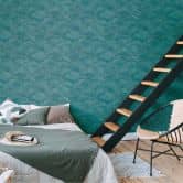 Papier peint design vagues bleu, argent - papier peint intissé moderne pour chambre à coucher, couloir, salon 