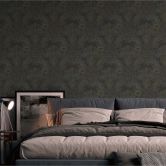 Vliestapete Vintage Barock Schwarz, Gelb - Vlies Tapete Barocktapete mit Ornamenten 