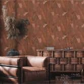 Papier peint Feuilles Rouge Jungle Papier peint intissé Palmiers Nature pour chambre, cuisine 