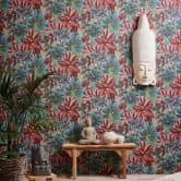 Tapete Palmen Dschungel Rot Gelb Vliestapete Blätter Wandtapete Wohnzimmer 
