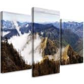 Leinwandbild 3-teilig, Berg Landschaft Nebel Natur 