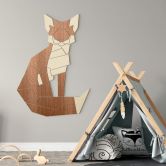Houten Wanddecoratie Vos Puzzel Mahoniefineer 