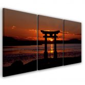 Leinwandbild 3-teilig, Torii-Tor bei Sonnenuntergang 