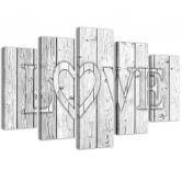 Leinwandbild 5 teilig, Love Lettering Bretter Grau 