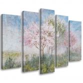 Leinwandbild 5 teilig, Ein blühender Baum in der alten Wiese 