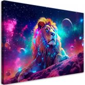 Leinwandbild, Neon Löwe Abstraktion 