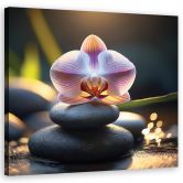 Leinwandbild Orientalische Steine und Blumen 