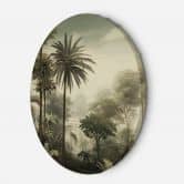 Rundes Leinwandbild Exotische Bäume und Palmenlandschaft 