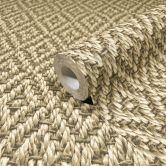 Vliestapete in 3D-Rautenoptik aus Flecht beige Textiloptik 