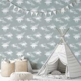 Kindertapete, Vliestapete mit Illustration Kids Walls grün, weiß  