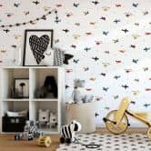 Kindertapete, Vliestapete mit Illustration Kids Walls weiß, bunt 