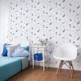 Kindertapete, Vliestapete mit Illustration Kids Walls weiß, grau 