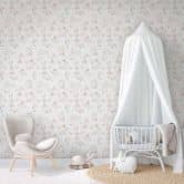 kinderbehang, vliesbehang met illustratie Kids Walls wit, roze  