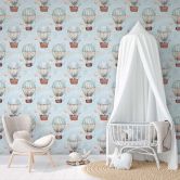 Kindertapete, Vliestapete mit Illustration Kids Walls blau, beige 