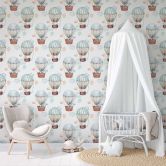 Kindertapete, Vliestapete mit Illustration Kids Walls weiß, blau, beige 