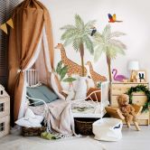 kinderbehang, vliesbehang met illustratie Kids Walls wit, groen, beige 