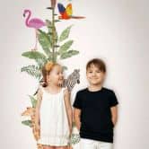 Kindertapete, Vliestapete, Messlatte mit Illustration Kids Walls weiß, grün, beige 