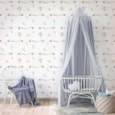 Kindertapete, Vliestapete mit Illustration Kids Walls weiß, bunt 