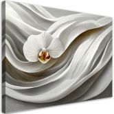 Leinwandbild, Weiße Orchidee und Abstraktion 3D 