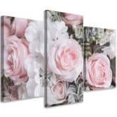 Leinwandbild 3-teilig, Rosa Rosen Blumen Natur 