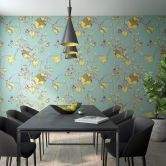 Fototapete mit Affen und Pflanzen, Gelb Illustration 3.40 x 1.06 m 