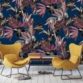 Fototapete mit abstraktem Blumenmotiven, Blau Floral 2.70 x 2.12 m 