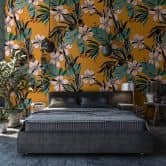 Fototapete mit abstraktem Blumenmotiven, Orange Floral 2.70 x 2.12 m 