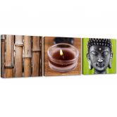 Leinwandbild 3-teilig, Buddha-Bambus 