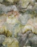 Fototapete Wandtapete mit Motiv Aquarell Berge in Grau und Olivgrün mit Nebel Effekt 2,7 x 2,12 m 