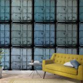 Fototapete mit Containern Blau ,Illustration 2,70 x 1,59 m 