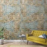 Fototapete in vintage Stil Beige, Blau ,Ornamental 2,70 x 1,59 m 