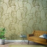 Fototapete mit abstraktem Blattmotiv Beige ,Floral 2,70 x 1,59 m 