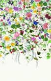 Fototapete Wandtapete mit Motiv Bunte Blumenwiese mit Schmetterlingen und Vögeln 3,4 x 2,12 m 