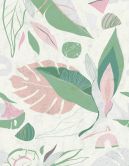 Papier peint photo motif Feuilles abstraites en pastel;vert sauge et beige 3,4 x 2,65 m 