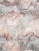 Papier peint photo Paysage de montagne abstrait à l'aquarelle dans le gris, le rose et le brouillard 3,4 x 2,65 m 