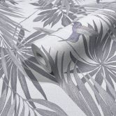 Vliestapete mit Kolibri und Blättern weiß, grau Floral 