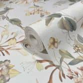 behang, vlies bloemen behang Flora wit, groen 