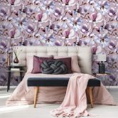 Vliestapete mit Blättern in gemaltem Stil rosa, weiß Floral 