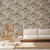 Vliestapete mit Blättern in gemaltem Stil beige, weiß Floral 