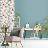 Vliestapete in abstraktem Blumenmotiv weiß, blau Floral 