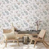 Vliestapete in abstraktem Blumenmotiv weiß, grau Floral 