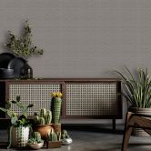 Vliestapete mit gestickter Rautenoptik braun, beige Grafisch 