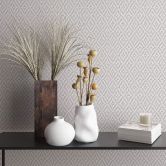 Grafisch behang, vliesbehang Flora wit, grijs 
